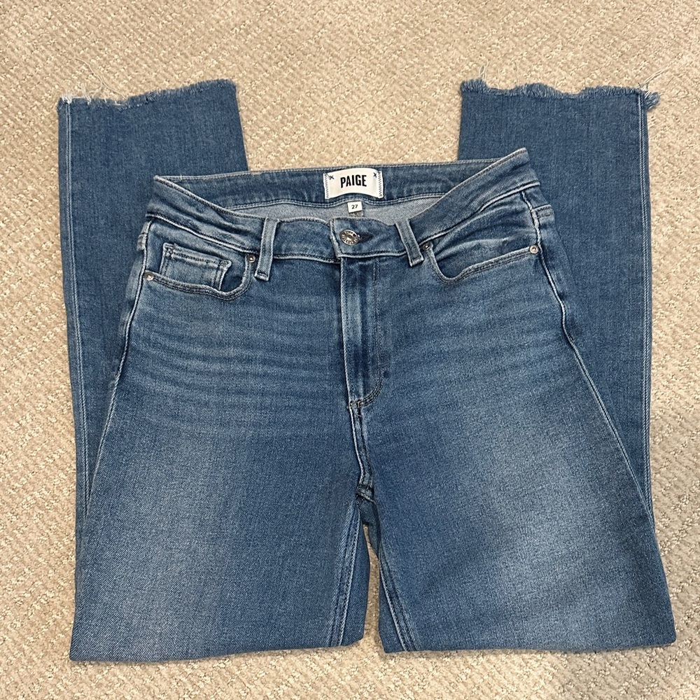 PAIGE Cindy Straight Leg kick flare jeans Raw Hem